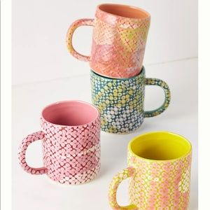 (2 count) New Anthropologie Cora Mugs - melon/coral